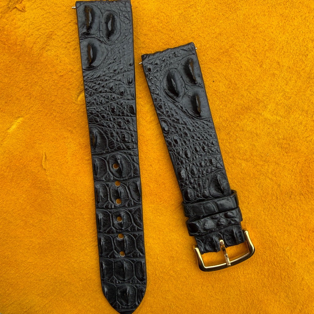 Luxury Handmade Black Crocodile Leather 20mm Watch Strap